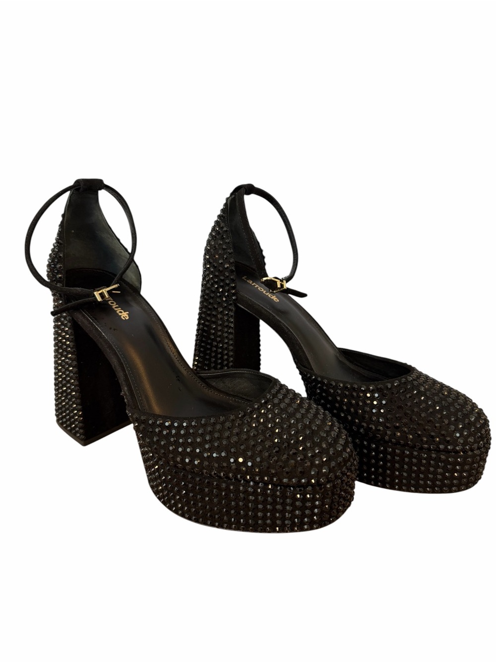 L Larroude Women's Ari Embellished High Heel Platform Pumps